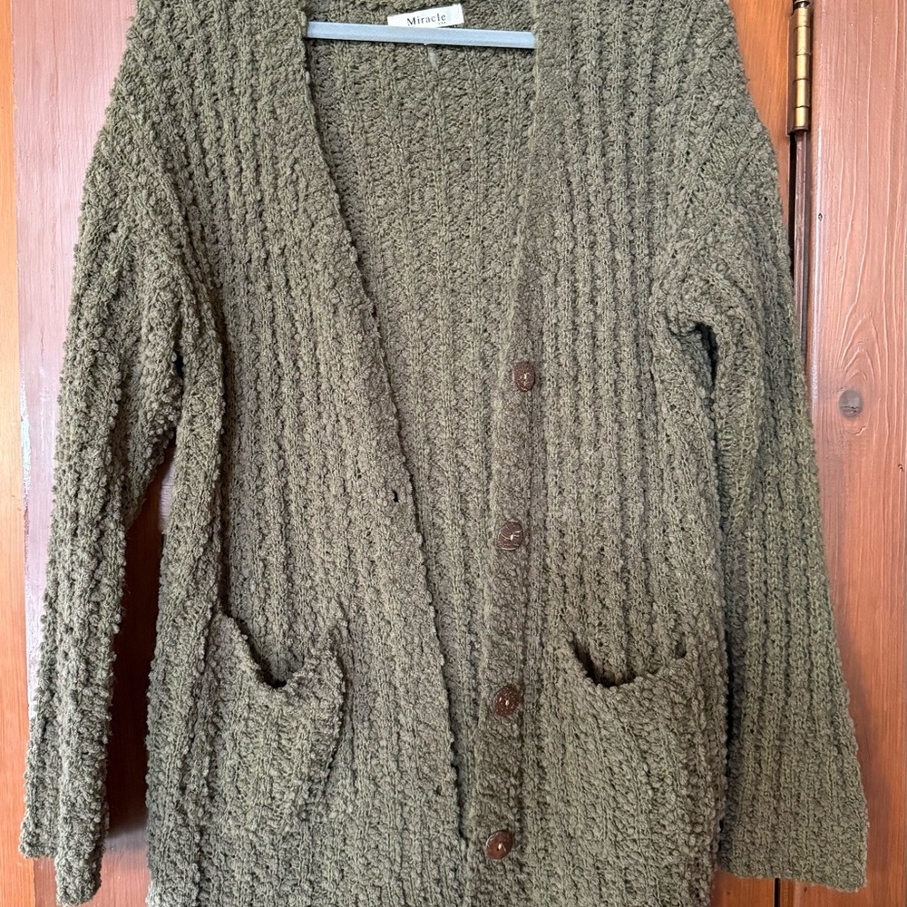 Miracle Olive Textured Cardigan